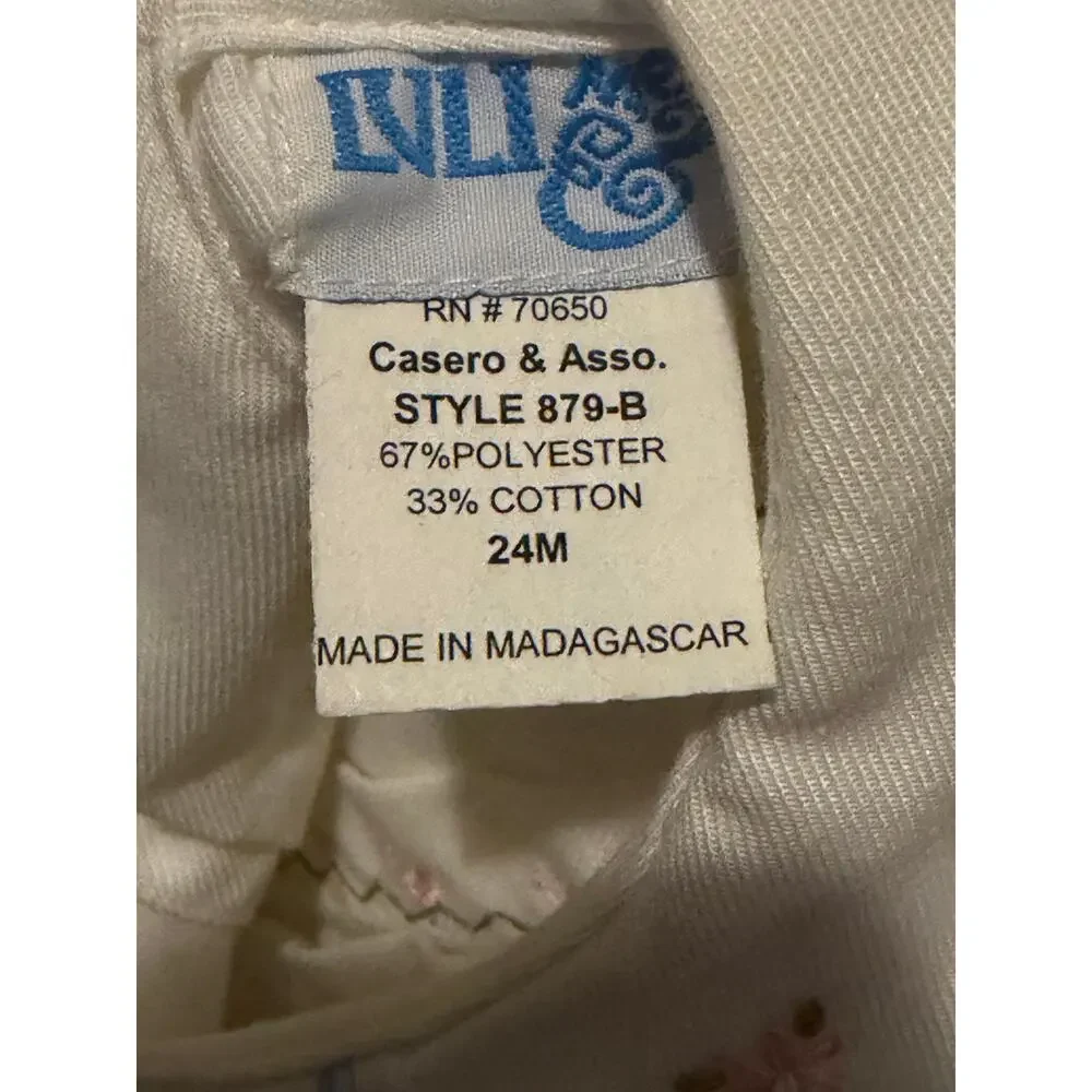 Luli & Me Heirloom White Smocked Dress Peter Pan Collar Size 24 Months